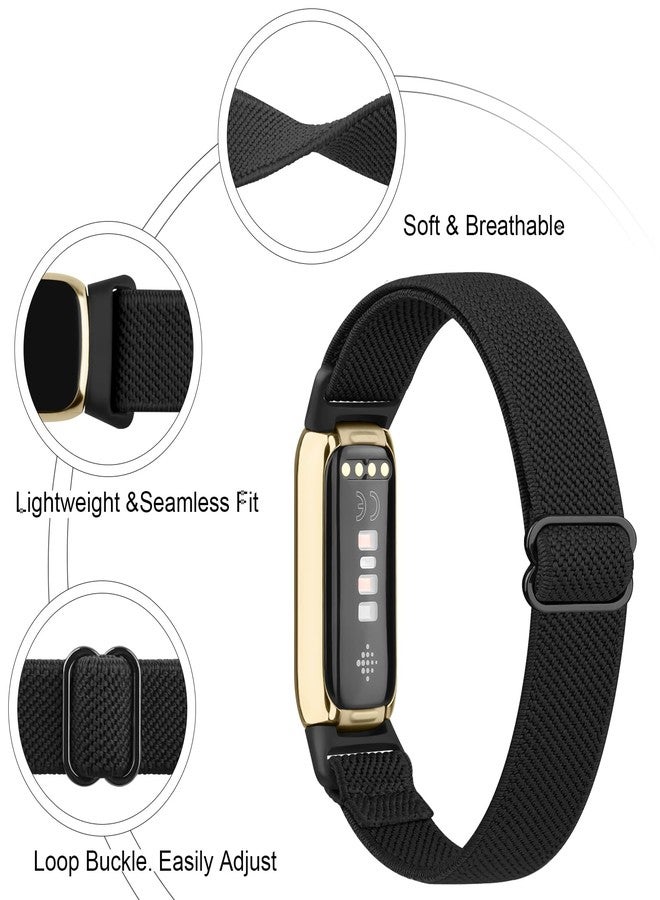 Meliya Band Compatible with Fitbit Luxe Bands for Women Men, Soft Elastic Nylon Wristband Replacement Sport Strap for Fitbit Luxe Fitness Tracker (Black) - Image 3